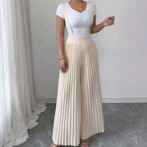 Elegant Cream Pleated Jumpsuit